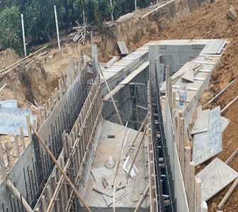 常青泵站二期土建工程穿堤部分，消力池